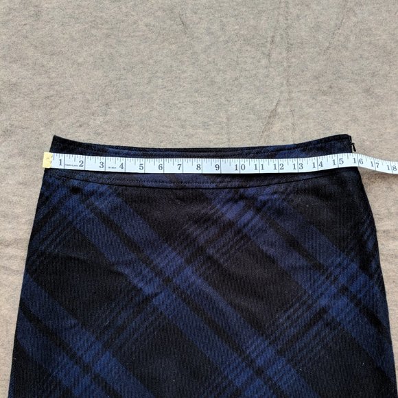 LOFT Navy Blue Plaid Mini Pencil Skirt NWOT - Picture 7 of 8